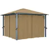 Image de vidaXL Tonnelle avec rideau 300x300 cm Taupe Aluminium