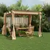 Image de vidaXL Tonnelle avec rideaux 3x3 m Taupe Acier