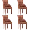 Image de vidaXL Chaises à manger lot de 4 marron cuir de chèvre véritable