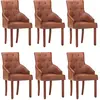 Image de vidaXL Chaises à manger lot de 6 marron cuir de chèvre véritable