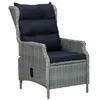 Image de VidaXL - Fauteuil de jardin réglable - Avec repose-pieds et coussin - En polyrotin - Position allongée - Gris clair