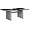 Image de vidaXL Table de jardin Gris clair Résine tressée et verre trempé