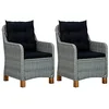 Image de vidaXL 2X Chaises de Jardin avec Coussins Fauteuils de Patio Sièges de Salle à Manger d'Extérieur Chaises à Dîner Terrasse Gris Clair Résine Tressée