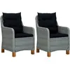Image de vidaXL Chaises de jardin avec coussins lot de 2 Résine tressée