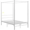 Image de vidaXL Cadre de Lit à Baldaquin Sommier à Lattes Lit Double Adulte Cadre à Lattes sur Pied Chambre à Coucher Maison Intérieur Blanc Métal 140x200 cm