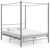 Image de vidaXL Cadre de lit à baldaquin sans matelas gris métal 160x200 cm