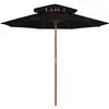 Image de vidaXL Parasol à deux étages avec mât en bois noir 270 cm