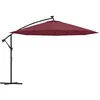 Image de vidaXL Parasol de Jardin en Porte-à-faux avec Lumières LED, Pare-soleil de Patio, Abri de Soleil Terrasse Extérieur, Rouge Bordeaux 350 cm