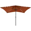 Image de vidaXL Parasol de jardin avec LED et mât en acier terre cuite 2x3 m