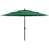 Image de vidaXL Parasol de Jardin à 3 niveaux avec Mât en Aluminium, Pare-soleil de Patio, Abri de Soleil, Parasol de Plage Terrasse, Vert 3,5 m