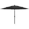 Image de vidaXL Parasol de jardin à 3 niveaux avec mât en aluminium noir 3,5 m