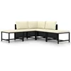 Image de vidaXL Salon de Jardin 5 pcs avec Coussins Noir Résine tressée