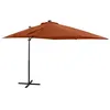 Image de vidaXL Parasol de Jardin en Porte-à-faux avec Mât et Lumières LED, Pare-soleil de Patio, Abri de Soleil Terrasse, Terre Cuite 250 cm