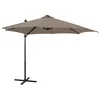 Image de vidaXL Parasol de Jardin en Porte-à-Faux avec Mât et Lumières LED, Pare-Soleil de Patio, Abri de Soleil Terrasse Extérieur, Taupe 300 cm