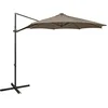 Image de vidaXL Parasol de Jardin en Porte-à-faux avec Mât et Lumières LED, Pare-soleil de Patio, Abri de Soleil Terrasse Extérieur, Taupe 300 cm