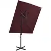 Image de vidaXL Parasol de jardin en porte-à-faux à double toit rouge bordeaux