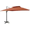 Image de vidaXL Parasol de jardin en porte-à-faux avec double toit terre cuite