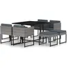 Image de vidaXL Ensemble à manger de jardin coussins 9pcs Résine tressée Gris