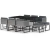 Image de vidaXL Ensemble à manger de jardin coussins 11 pcs Résine tressée Gris