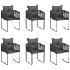 Image de Chaises d extérieur lot de 6 avec oreillers Résine tressée Noir