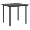 Image de vidaXL Table à dîner de jardin Noir 80x80x74 cm Acier et verre