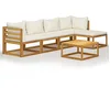 Image de vidaXL Salon de Jardin 6 pcs avec Coussin Mobilier de Patio Meubles d'Extérieur Mobilier de Jardin Meubles de Terrasse Crème Bois d'Acacia Massif