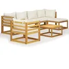 Image de vidaXL Salon de Jardin 7 pcs avec Coussin Mobilier de Patio Meubles de Terrasse Meubles d'Extérieur Mobilier de Jardin Crème Bois d'Acacia Massif