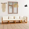 Image de vidaXL Canapé de jardin à 4 places avec coussin Crème Bois d'acacia