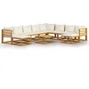 Image de vidaXL Salon de Jardin 11 pcs avec Coussin Mobilier de Patio Meubles de Terrasse Meubles d'Extérieur Mobilier de Jardin Crème Bois d'Acacia Massif