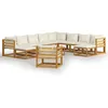 Image de vidaXL Salon de Jardin 12 pcs avec Coussin Mobilier de Patio Meubles de Terrasse Meubles d'Extérieur Mobilier de Jardin Crème Bois d'Acacia Massif