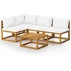 Image de vidaXL Salon de Jardin 5 pcs avec Coussin Mobilier de Patio Meubles de Terrasse Mobilier de Jardin Meubles d'Extérieur Crème Bois d'Acacia Massif