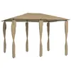 Image de vidaXL Belvédère avec revêtement de poteaux 3x4x2,6 m Taupe 160 g/m²