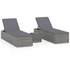 Image de vidaXL Chaises Longues de Jardin Table à thé 3 pcs Résine tressée Gris
