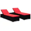 Image de vidaXL Chaises longues de jardin table à thé 3 pcs Résine tressée Noir