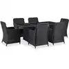 Image de vidaXL Ensemble à manger d'extérieur 7 pcs Résine tressée Noir
