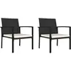 Image de vidaXL Chaises à manger de jardin lot de 2 Résine tressée Noir