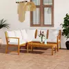 Image de vidaXL Salon de jardin 4 pcs avec coussin Crème Bois d'acacia solide