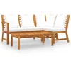 Image de vidaXL Salon de Jardin 4 pcs avec Coussin Crème Bois d Acacia Solide