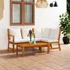 Image de vidaXL Salon de jardin 4 pcs avec coussin Crème Bois d'acacia solide