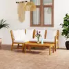 Image de vidaXL Salon de jardin 4 pcs avec coussin Crème Bois d'acacia solide