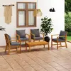 Image de vidaXL Salon de jardin 5 pcs avec coussin Bois d'acacia solide