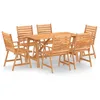 Image de vidaXL Mobilier de Salle à Manger de Jardin 7 pcs Table et Chaises à Dîner de Patio Salon de Jardin Terrasse Extérieur Bois d'Acacia Massif