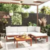 Image de vidaXL Salon de jardin 5 pièces avec coussins, bois d'acacia crème et corde