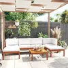 Image de vidaXL Salon de jardin 7 pièces avec coussins, bois d'acacia crème et corde