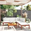 Image de vidaXL Salon de jardin 6 pièces avec coussins, bois d'acacia crème et corde