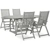 Image de vidaXL Ensemble de salle à manger de jardin 5 pièces (150-200) x 100 cm en bois d'acacia massif gris