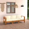 Image de vidaXL Canapé de jardin 3 places et coussins blanc crème Bois d'acacia