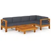 Image de vidaXL Salon de Jardin 6 pcs avec Coussins Mobilier de Jardin Meubles de Terrasse Meubles d'Extérieur Mobilier de Patio Gris Foncé Bois d'Acacia