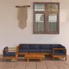 Image de vidaXL Salon de jardin 7 pcs avec coussins gris foncé Bois d'acacia