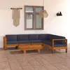 Image de vidaXL Salon de jardin 7 pcs avec coussins gris foncé Bois d'acacia